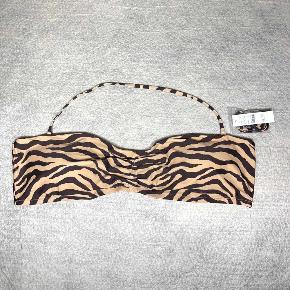 J.Crew‎ Bandeau Bikini Top Zebra Stripe Print Ladies Size 3X NEW BK544 SBD